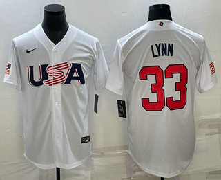Mens USA Baseball #33 Lance Lynn 2023 White World Baseball Classic Stitched Jersey->2023 world baseball classic->MLB Jersey